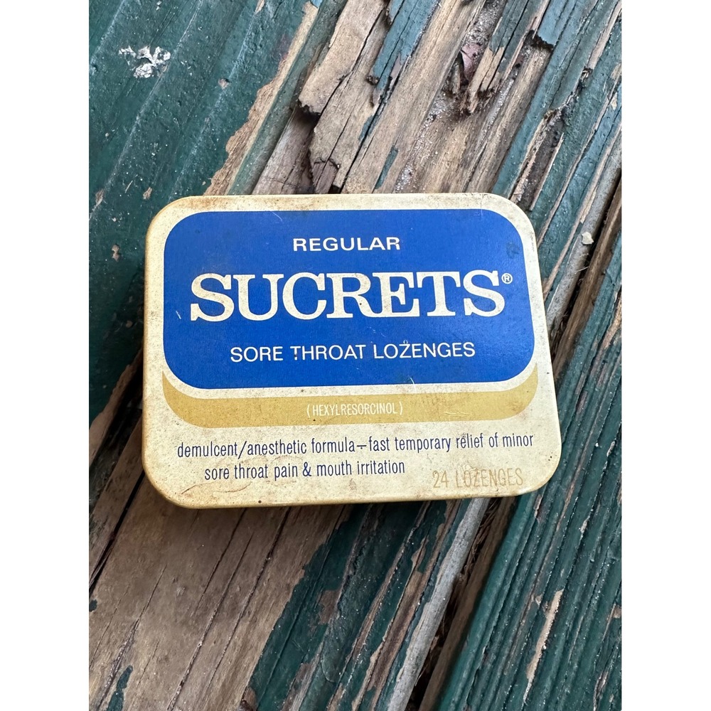 Vintage Sucrets Sore Throat Lozenges Tin Collectible Medical Advertising USA